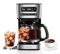Taylor Swoden Cafetera Goteo 12 Tazas(1.8L) - Programable 24H con LED, 3 Niveles + Modo Café Helado, Jarra Borosilicato, 40 Min Mantener caliente+Autoapagado, Autolimpieza, Antigoteo, Inoxidable, 900W