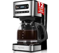 Taylor Swoden Cafetera Goteo 12 Tazas(1.8L) - Programable 24H con LED, Modo Café Helado + 3 Niveles, Jarra Borosilicato, 40 Min Mantener caliente+Autoapagado, Autolimpieza, Antigoteo, Inoxidable, 900W