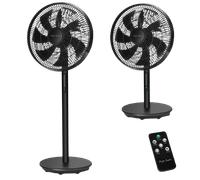 Taylor Swoden Eurus - Ventilador de pie y de mesa digital 2 en 1 con 7 aspas, temporizador de 9 horas, control remoto, altura ajustable de 68 a 110 cm, 3 velocidades y 3 modos, oscilación de 90°, 45W