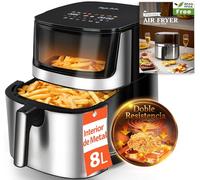 Taylor Swoden Freidora de Aire 8L XXL, Air Fryer con Doble Resistencia Arriba y Abajo, Ventana de Visualización, 2000W, Interior Metálico, 10 Programas, Pantalla Táctil, Freidora sin Aceite