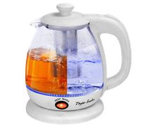 Taylor Swoden Vanilla - Hervidor de cristal de 1 litro, 2200W, Hervidor de agua eléctrico con iluminación LED libre de BPA, función mantener caliente, con infusor y filtro extraíble, Blanco (Vanilla/0
