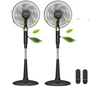 Taylor Swoden Ventilador de pie, DC Ventilador Silencioso, 28 Velocidades, ECO, 40W, 7 aspas, Mando, 3 modos, 12H Time, Ajustable en altura(125-135cm), con LED, Oscilante, Negro