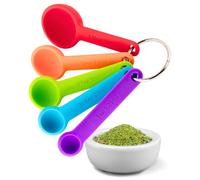 Taylors Eye Witness Juego de 5 cucharas medidoras de silicona, cero plástico, LFGB, utensilios de cocina de grado alimenticio para hornear y cocinar con precisión. Incluye ¼ cucharadita, ½ cucharada