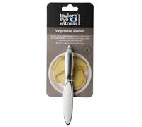 Taylors Eye Witness - Pelador de verduras recto plateado de alta calidad, gran accesorio de cocina, con construcción de aluminio de zinc resistente con color plateado y blanco, se desliza fácilmente