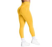 TAYOEA Leggings deportivas para mujer con efecto Scrunch Butt y Push Up, pantalones de yoga con elevación, opacos, sin costuras, para gimnasio, vida diaria, amarillo, L
