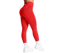 TAYOEA Leggings deportivas para mujer con efecto Scrunch Butt y Push Up, pantalones de yoga para gimnasio, vida diaria, sin costuras, de alta compresión, rojo, L