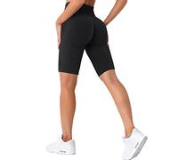 TAYOEA Pantalones Cortos Ciclismo Cortos Deportivos para Mujer Mallas Correr Mallas Cintura Alta Yoga Gimnasio Cintura Push Up Trasero Scrunch Opaco Contorno Sonrisa Sin Costuras Negro,S