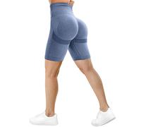 TAYOEA Pantalones Cortos Ciclismo Deportivos para Mujer Mallas Correr Cintura Alta Gimnasio Fitness Yoga Medias Push Up Booty Butt Scrunch Opaco Sin Costuras Azul,S