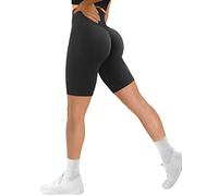 TAYOEA Pantalones Cortos de Ciclismo Deportivos para Mujer Correr Mallas de Entrenamiento Cintura Alta Cortas Gimnasio Fitness Yoga Medias Push Up Booty Butt Scrunch Opaco Sin Costuras Negro,S