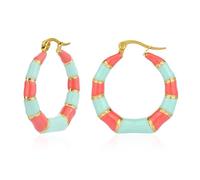 TaYolnFaSo Pendientes de aro gruesos con esmalte para mujer, 18 quilates chapados en oro, pendientes de aro de bambú a cuadros Huggie, joyería de esmalte, regalo para ella, 28*31 mm (1.1*1.22 inch