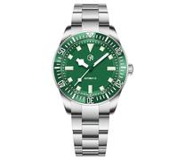 TAYSHILEY NH35 - Reloj de pulsera automático impermeable para hombre, reloj de pulsera analógico de acero inoxidable con luz C3, cuerda automática, Verde plateado RT7910New, Moderno