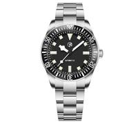 TAYSHILEY NH35 - Reloj de pulsera automático impermeable para hombre, reloj de pulsera analógico de acero inoxidable con luz C3, cuerda automática, Plata Negro RT7910New, Moderno