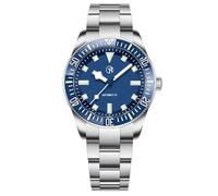 TAYSHILEY NH35 - Reloj de pulsera automático impermeable para hombre, reloj de pulsera analógico de acero inoxidable con luz C3, cuerda automática, Azul plateado RT7910New, Moderno