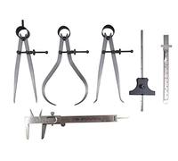 Taytools 113500 - Juego de 6 piezas de medidores con separadores de resorte de 6 pulgadas, calibradores interiores y exteriores, calibre de profundidad, regla de bolsillo, calibrador Vernier