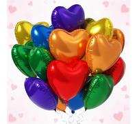 Tayuvira 25 globos de papel de aluminio con forma de corazón, arco iris de 18 pulgadas, para San Valentín, decoración del amor, globos de helio, corazones, globos de helio, corazón, para cumpleaños