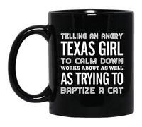 Taza 2D Dire À Une Texane En Colère De Se Calmer Fonctionne Resistente Taza De Café De Cerámica Colorido Mug Para Espresso Leche Amiga