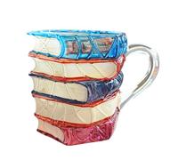Taza, 300 ml 3D Painted Tea Drinkware | Book Stack Coffee Cup for Readers and Writers, Teachers/Students, Librarians Gift Idea with Graduation Use, Juice Milk Mug for Study Dining Room