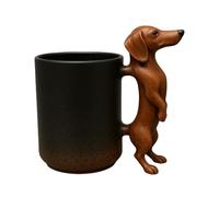 Taza 3D Animal - Taza 3D Animal Dachshund, taza de café para cachorros | Taza de cerámica para perros con asa, dulce regalo para amantes de los perros, bebidas de perro salchicha, divertida taza de té