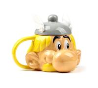 Taza 3D Astérix Cabeza Astérix y Obélix Con Tapa Cerámica 480 mls