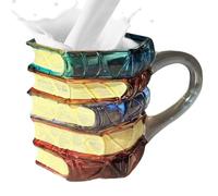 Taza 3d Book - Glass Painted Novelty Drinkware, Book Lover Coffee, Reading-Themed Drinking Cup, Literary Glass Mug for Women, Bookish Readers, Teachers, Home, Library, 4.72x3.15x3.15 pulgadas