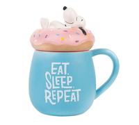 Grupo Erik Taza Snoopy 3D Con Tapa - Grande XL de Cerámica 500 ml Para Desayuno - Bonita y Original Para Regalar
