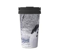 Taza abierta con un solo botón de árbol blanco y muñecos de nieve, protección del medio ambiente y salud, de acero inoxidable, portátil, conservación del calor y conservación del frío, se utiliza para