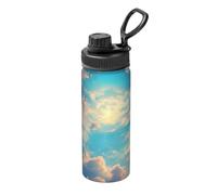 Taza aislada al vacío con estampado de cielo nublado, 18 onzas, adecuada para montañismo, camping, gimnasio, oficina y uso diario