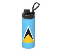 Taza aislada al vacío impresa con la bandera de Santa Lucía, 18 onzas, adecuada para montañismo, camping, gimnasio, oficina y uso diario