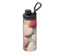 Taza aislada al vacío impresa con patrón de amor de 18 onzas, adecuada para montañismo, camping, gimnasio, oficina y uso diario