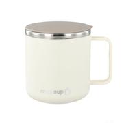 Taza aislada de acero inoxidable de 13.5 onzas con tapa diseñada para eficiencia térmica a largo plazo y funcionalidad diaria (blanco)