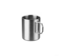 Taza aislada de acero inoxidable de doble pared con asa plegable, apilable y apta para lavavajillas, diseñada para bebidas frías y calientes como té, café y agua (plateado)