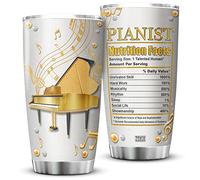 Taza Aislante Acero Inoxidable Tazas De Viaje Isotérmica Con Pajita Y Tapa Vaso Termico Para Papá Amigo Mamá 590 Ml Pianista