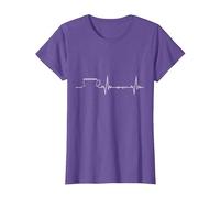Taza Amante del café Frecuencia del Latido del corazón Camiseta, Mujer, Morado Jaspeado, XXL