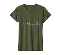 Taza Amante del café Frecuencia del Latido del corazón Camiseta, Mujer, Verde Oliva, S