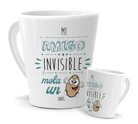 Taza Amigo | Taza Cónica 350 ML | Taza mi Amigo Invisible Mola un Huevo | Regalos Divertidos paras Amigo Invisible | Frase Original y Graciosa | Idea de Regalo Navidad | Taza de Café y Té