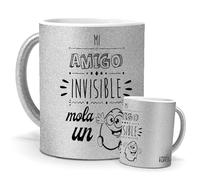 Taza Amigo | Taza mi Amigo Invisible Mola un Huevo | Regalos Divertidos paras Amigo Invisible | Frase Original y Graciosa | Taza Purpurina Navidad | Idea de Regalo | Taza de Café y Té | 350 ML