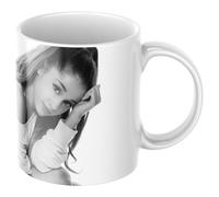 Taza Ariana Grande Eternal Merch para Fans Arianators - Regalo Original para Fans de la Música Pop - Cerámica 330 ml - Apta para Microondas y Lavavajillas (A.Grande Blanco y Negro)