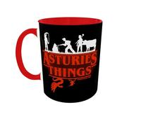Taza Asturias - Souvenir Asturias - Asturies Things (Diseño Ilustrado Folclore Asturiano) - Taza Bicolor Roja - Regalo Original Asturiano - 330 ml