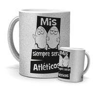 Taza atletico | Mis huevos siempre seran atleticos | regalo original colchoneros | Cerámica Purpurina plata | Tazas de Café, Té... | Tazas equipos de futbol | 350 ML