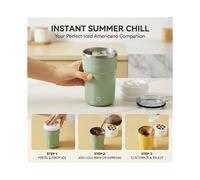 Taza Auto-Mezcladora + Bandeja de Hielo de 12 Oz, Taza de Mezcla de Café Magnética Recargable por USB-C para Café Helado, Té y Proteínas C