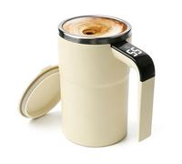 Taza autoagitadora, 380 ml, taza autoagitable con indicador de temperatura, taza de café automática, taza de café inteligente, mezcla automática, taza magnética para proteínas de café, beige