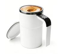 Taza autoagitadora, 380 ml, taza de autoagitación con indicador de temperatura, taza de café automática, taza de café inteligente, mezcla automática, taza magnética para proteínas de café, blanco