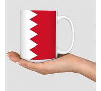 Taza Bahrain de 15 onzas con la bandera del mapa del estado, bonita taza de café y té para mujer, regalo de cumpleaños de hija, hijo, marido, cerámica, color blanco