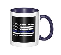 Taza Bandera De La Línea Azul Delgada: Las Vidas Azules Importan Taza De Cerámica Personalizada Mug Cerámica Para Cocina Regalo Oficina 330Ml