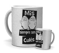 Taza barcelona | Mis huevos siempre seran cules | regalo original cules | Cerámica Purpurina plata | Tazas de Café, Té... | Tazas equipos de futbol | 350 ML