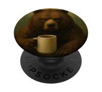 Taza Bear Grumpy Coffee Morning Humor Wildlife Cansed PopSockets PopGrip Adhesivo