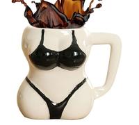Taza Bikini - Taza de café de porcelana blanca, vasos de lujo, recipiente de bebidas para el desayuno, diseño fácil de limpiar | Para la mañana café té de leche bebida caliente vajilla