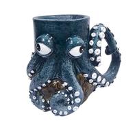 Taza bohemia de pulpo - Taza de café 3D de resina de pulpo con mango de tentáculo | Lindo café y té, pulpo de criatura marina, taza de estatua de arte novedosa para entusiastas del té con leche