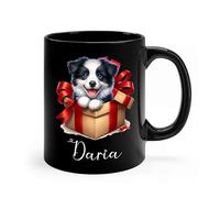 Taza Border Collie Perro Navidad Negro Coffee Mug Personalizada Mug Premium Tazas De Café Cocina Para Hogar Regalo 330Ml