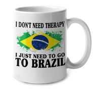 Taza Café 2D Je N'Ai Pas Besoin De Thérapie, J'Ai Juste Besoin D'Aller Au Brésil Personalizada Taza De Cerámica Resistente Taza De Porcelana Para Recuerdos Leche Amiga